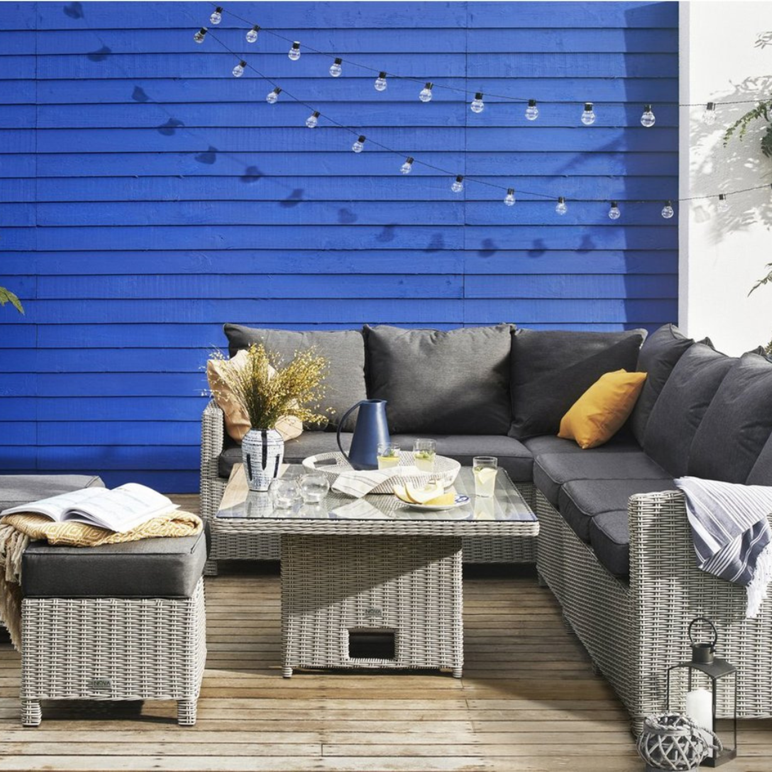 Homebase matara rattan corner sofa discount dining garden furniture set in grey